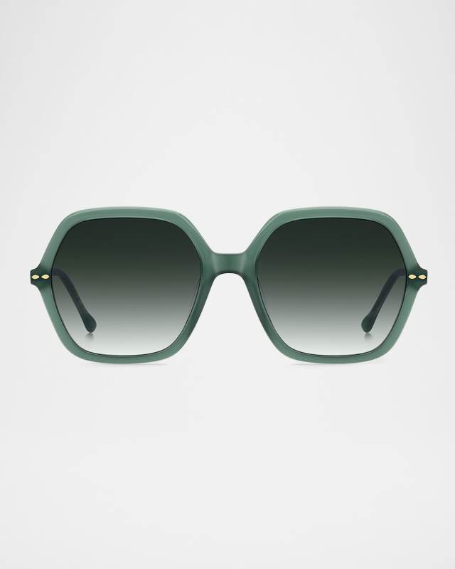 Oversized Square Acetate & Metal Sunglasses